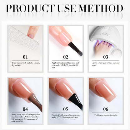 Ice Transparent Nude Pink Gel Nail Polish 0.54oz Sheer Glass Finish UV LED Soak-Off - Alcohol-Free Unscented Chip-Resistant Long Lasting Salon Quality Nail Color for Women JY05 Series DIY Manicure