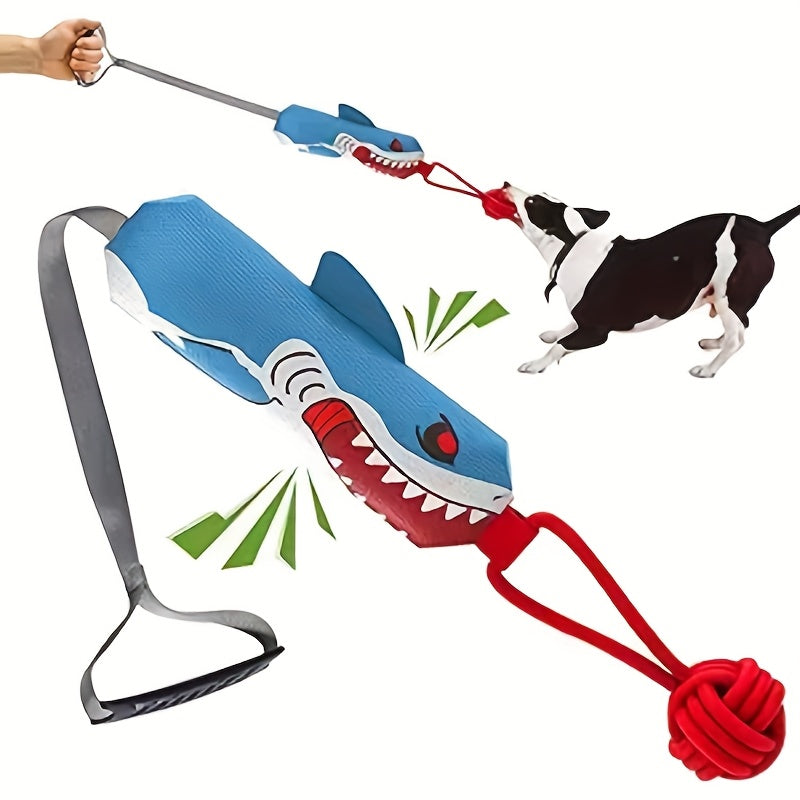 Dog Tug Rope Toy with Knotted Ball & Squeaker Interactive Tug-of-War Chew Toy for Medium Large Dogs - Training Rope Ball Toy in Corn Eagle Shark Camouflage Designs
