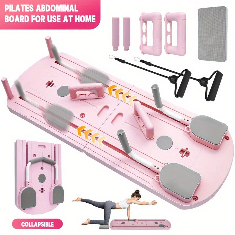 Home Pilates Training Board 8-in-1 – 350LB Capacity, PP Anti-Distortion, Foldable with Resistance Bands & Non-Slip Feet for Shoulders, Abs & Full Body Strength Training