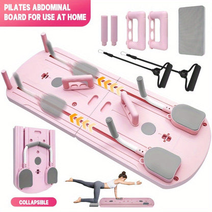 Home Pilates Training Board 8-in-1 – 350LB Capacity, PP Anti-Distortion, Foldable with Resistance Bands & Non-Slip Feet for Shoulders, Abs & Full Body Strength Training
