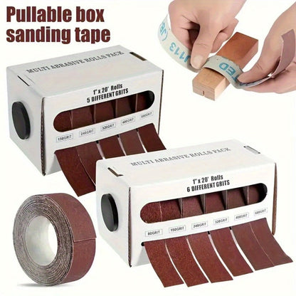 Sandpaper Roll with Dispenser, Aluminum Oxide Multi-Grit Emery Cloth 80-600, 4/5/6 Piece Set, 236 Inch for Wood Metal Glass Woodworking Sanding Blocks DIY