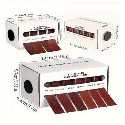 Sandpaper Roll with Dispenser, Aluminum Oxide Multi-Grit Emery Cloth 80-600, 4/5/6 Piece Set, 236 Inch for Wood Metal Glass Woodworking Sanding Blocks DIY