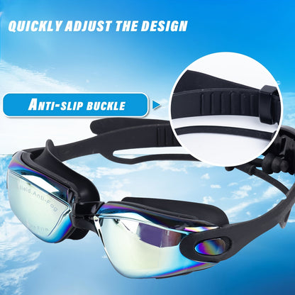 Anti-Fog Swimming Goggles for Adults – HD Clear Vision, Waterproof Silicone, Adjustable Strap, UV Protection for Pool & Outdoor Sports (4pcs)