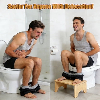 Toilet Stool Foldable Bamboo Squatting Stool – Ergonomic 7-Inch Height for Natural Constipation Relief | Collapsible Non-Slip Bathroom Footstool for Space Saving, Travel & Easy Storage