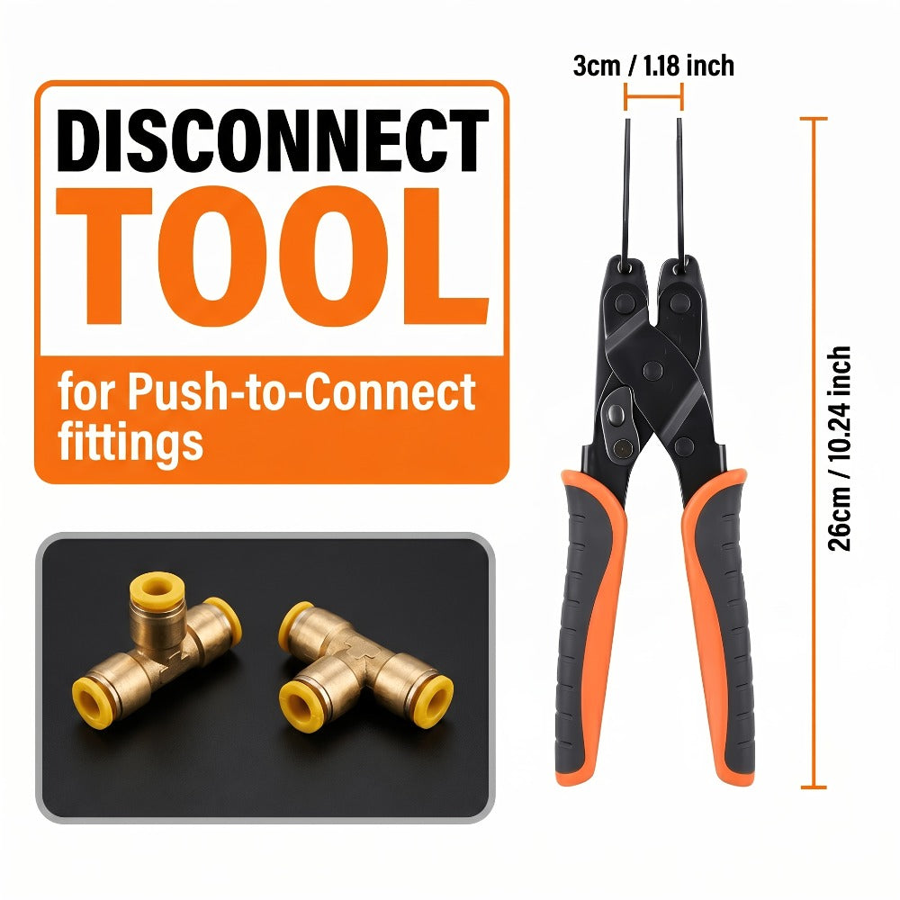 Push to Connect Pipe Disconnect Tool – Quick Release Disassembly Pliers for PEX PVC Copper Fittings 1/2” 3/4” 1” Carbon Steel Ergonomic Handle
