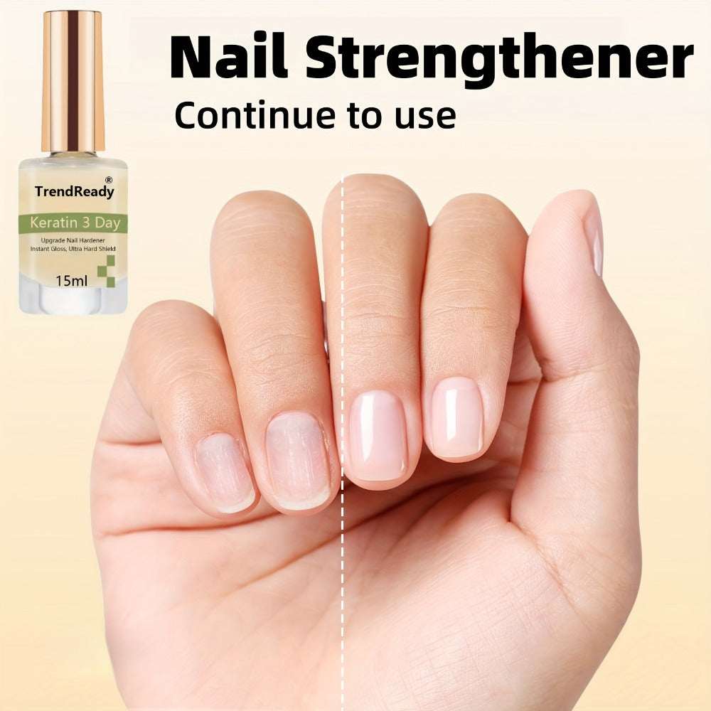 Nail Strengthener 2 Pack Clear Waterproof Alcohol-Free | Brittle Nail Hardener Treatment Glossy Base Coat & Top Coat for Weak Thin Peeling Nails | Color Enhancement for Fingernails Toenails Women