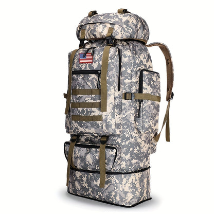 Tactical Backpack 100L Large Capacity Hiking Backpack Multiple Compartments Heavy Duty Ergonomic Straps for Camping Travel Trekking Backpacking Outdoor Adventures Jungle Green Black Army Green Gray Desert