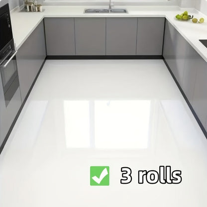 Self-Adhesive Marble Vinyl Floor Wallpaper 3 Rolls 23.62x197.75in - Waterproof Oil-Proof Anti-Slip Wear-Resistant Peel and Stick Floor Tiles for Kitchen Bathroom Living Room Home Renovation Straight Edge