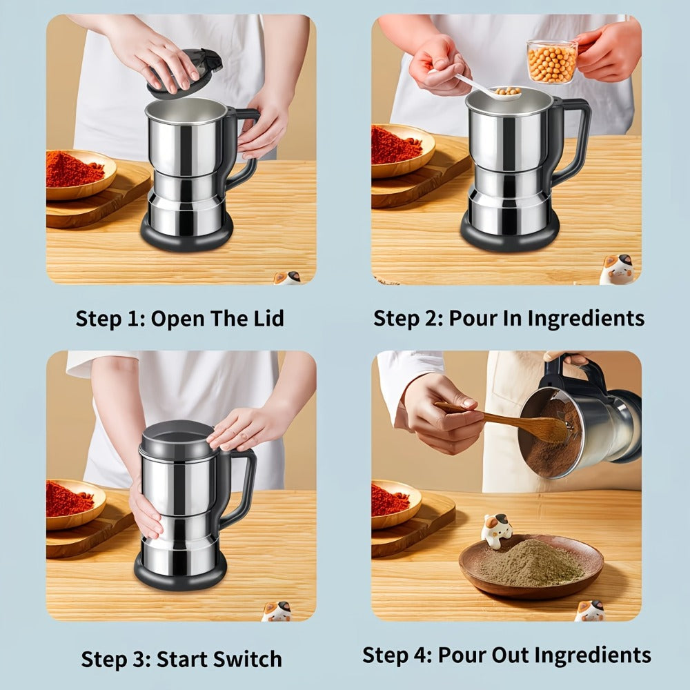 Electric Coffee Grinder 300W 25000RPM – 8-Blade Stainless Steel Spice & Grain Mill for Coffee Beans, Nuts, Spices | Home, Cafe & Camping