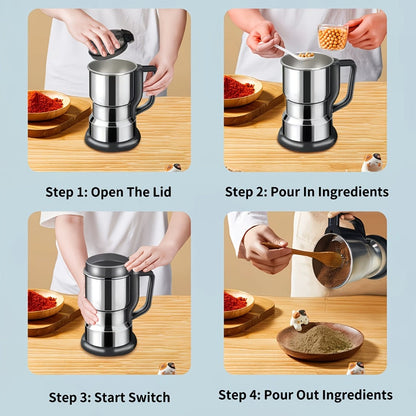 Electric Coffee Grinder 300W 25000RPM – 8-Blade Stainless Steel Spice & Grain Mill for Coffee Beans, Nuts, Spices | Home, Cafe & Camping