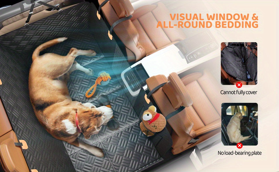 Dog Car Seat Cover for Back Seat, Hard Bottom Back Seat Extender for Dogs, Car Seat Cover, Dog Car Seat, Dog Hammock for Car, Car Seat Protector, Dog Seat Cover for Back Seat- Supports 400lbs, Back Seat Pet Cover, Dog Hammock for Car SUV And Trucks