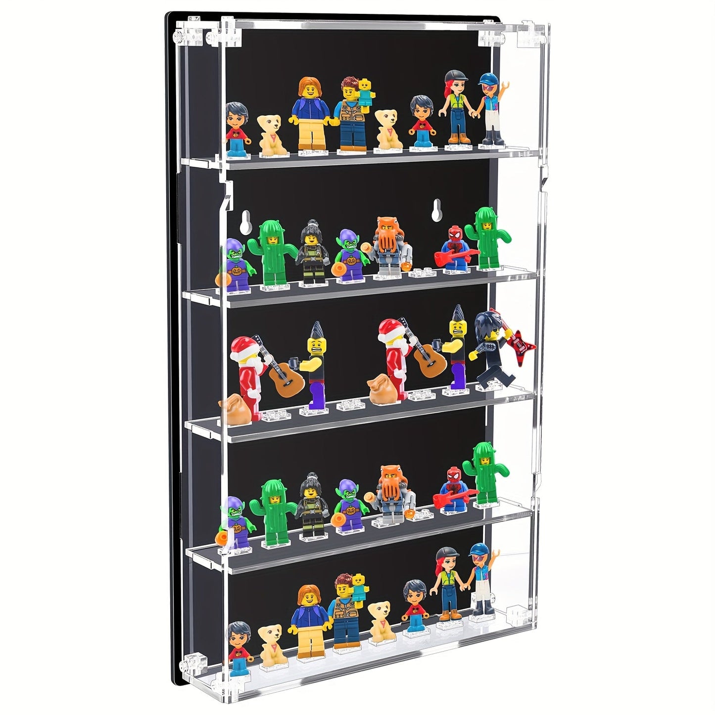 Wall Mounted Display Case 5-Tier for 40 Figurines Clear Acrylic Showcase with Built-In Stands & Mounting Hardware for Action Figures Funko Pop Anime Collectibles Mini Figures