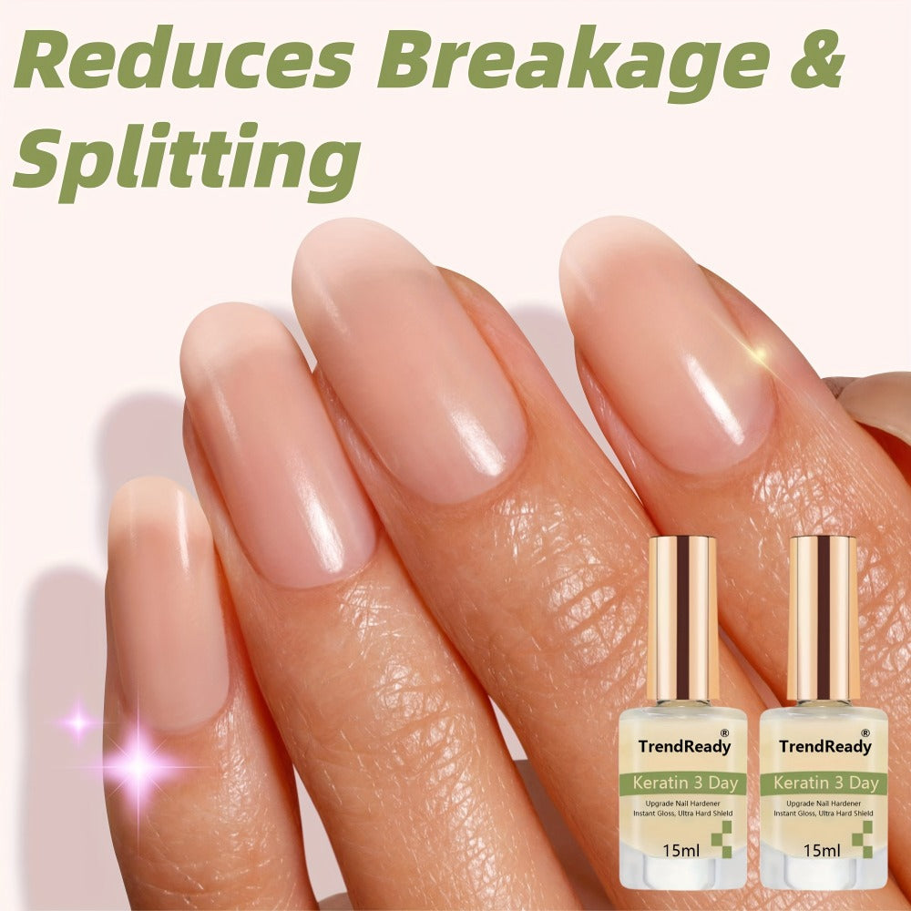 Nail Strengthener 2 Pack Clear Waterproof Alcohol-Free | Brittle Nail Hardener Treatment Glossy Base Coat & Top Coat for Weak Thin Peeling Nails | Color Enhancement for Fingernails Toenails Women