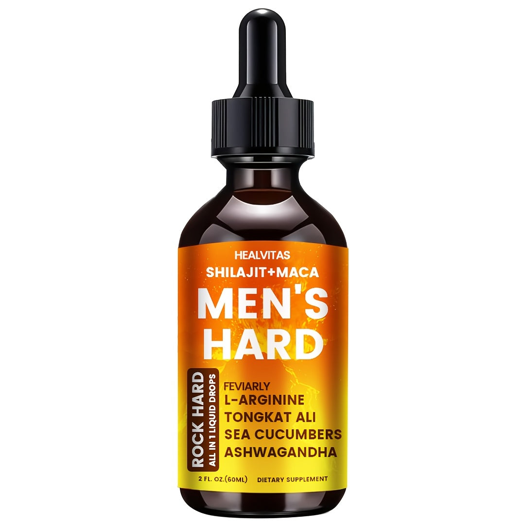 Shilajit Testosterone Booster Liquid Drops for Men – Maca Root & Longjack Tongkat Ali Formula | Natural T-Support for Drive, Stamina, Mood & Energy | Fast-Absorbing Sublingual Drops | 2.03 oz
