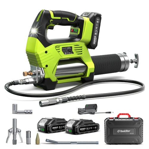 Electric Grease Gun 12000PSI Cordless – 3-Speed Brushless Motor, Dual 2.0Ah Batteries, LED Light, Heavy-Duty Wireless Grease Gun for Automotive, Farm & Industrial Lubrication
