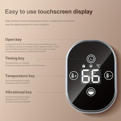 Electric Heated Knee Massager 3-in-1, Vibrating Heating Pad for Knee Shoulder Elbow, 5 Temperature Settings 45-65°C, 3-Speed Massage, Wireless Wearable Pain Relief Wrap
