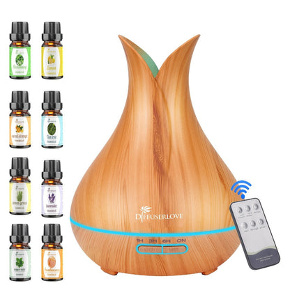 Large Capacity Aroma Diffuser 13.53oz – Includes 8 Essential Oils, Multi-Color LED Lights & 3 Timer Settings, Ultra-Quiet Essential Oil Diffuser for Home, Bedroom, Office & Living Room