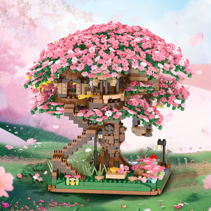 Sakura Cherry Blossom Tree House Building Blocks 1020-2028pcs – DIY Mini Brick Assembly Collectible Display Model, Relaxing Creative Gift for Adults Teens Girls Boys, Birthday Christmas Home Decor