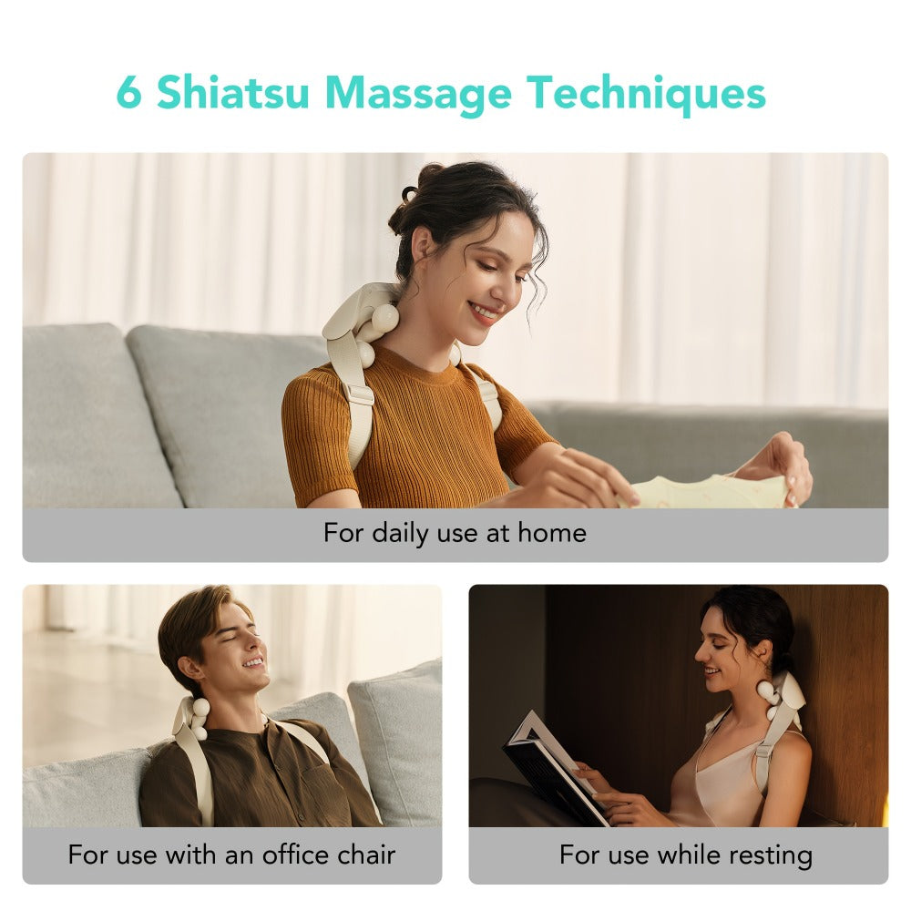 Wearable Neck & Shoulder Massager with Heat – 6D Bionic Hand Kneading Trapezius Massager, 9 Modes 3 Intensities 40-45°C Heat, Hands-Free Deep Tissue Massage for Home & Office, Gift for Women Men Mom