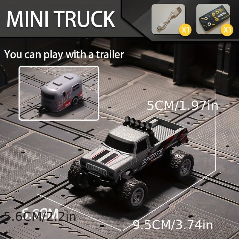 1:64 Scale Mini RC Car Alloy Off-Road Truck with Shock Absorbers – Pocket-Sized Remote Control Car for Boys Ages 6 7 8 9 10, Birthday Christmas Halloween Gift (Gray/Teal/Blue/Mixed)