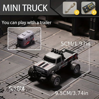 1:64 Scale Mini RC Car Alloy Off-Road Truck with Shock Absorbers – Pocket-Sized Remote Control Car for Boys Ages 6 7 8 9 10, Birthday Christmas Halloween Gift (Gray/Teal/Blue/Mixed)