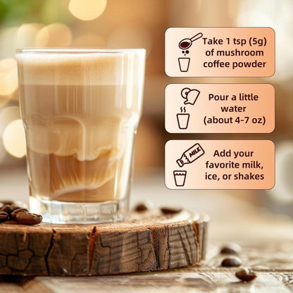 Mushroom Coffee Blend Powder 210g – Instant Coffee with Lion's Mane, Reishi, Cordyceps, Chaga & Chanterelle | 5-Mushroom Functional Coffee for Focus, Energy & Immune Support | Great Wellness Gift