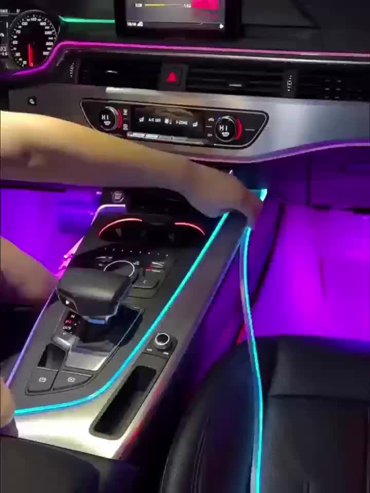 315-Inch 6-In-1 RGB Multi-Color Automotive LED Built-In Light Strip, Lighting Kit, Remote Control And APP Control, Automotive On-Board Plug-In LED Light Strip with Music Synchronization Mode, Battery-Free