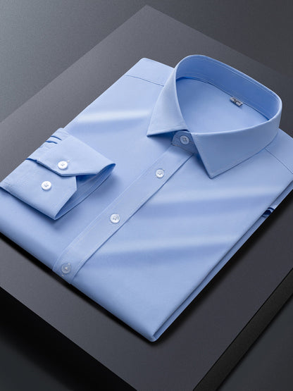 Men's Solid Long Sleeve Dress Shirt - Stretch 2