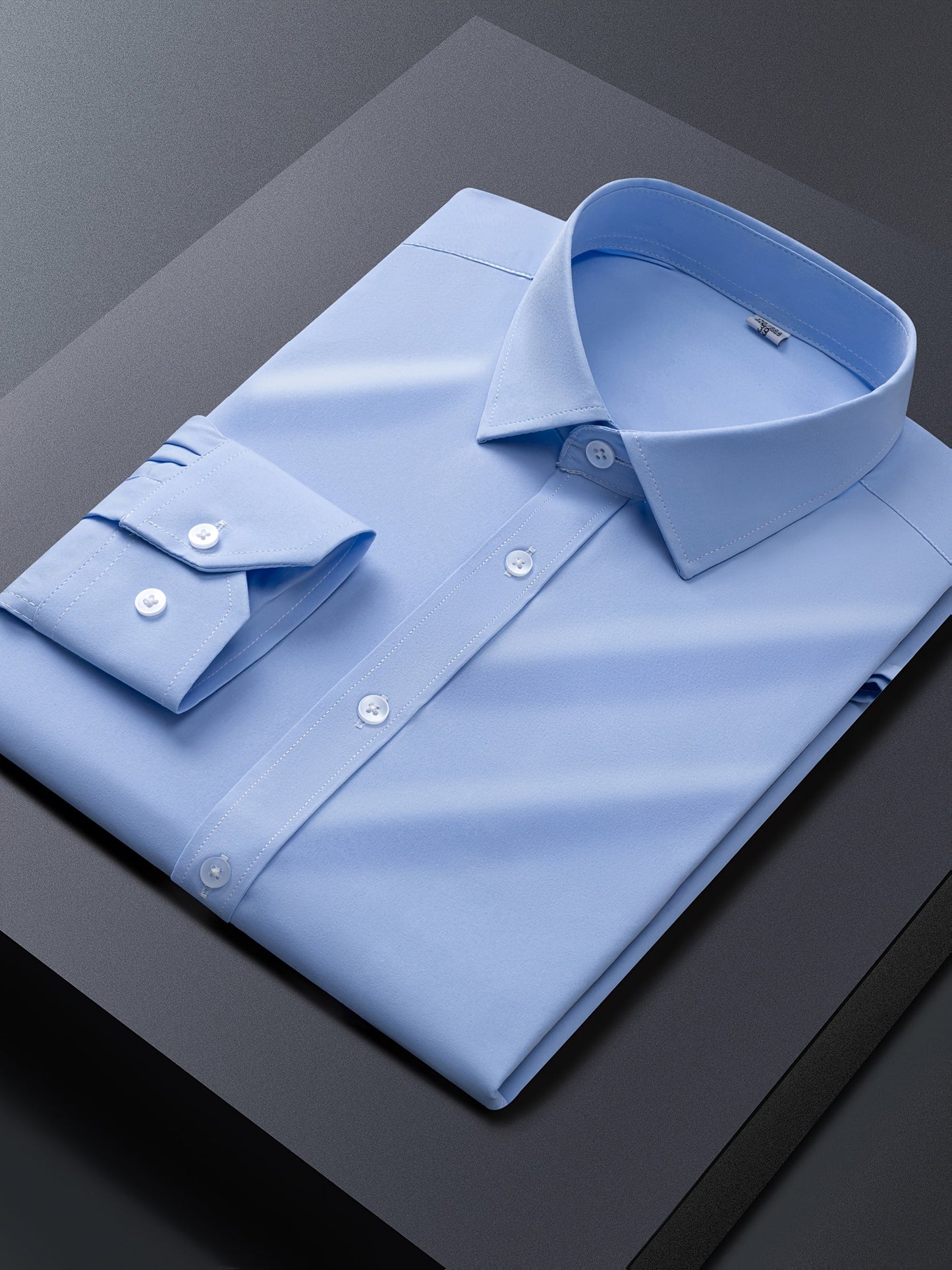 Men's Solid Long Sleeve Dress Shirt - Stretch 2