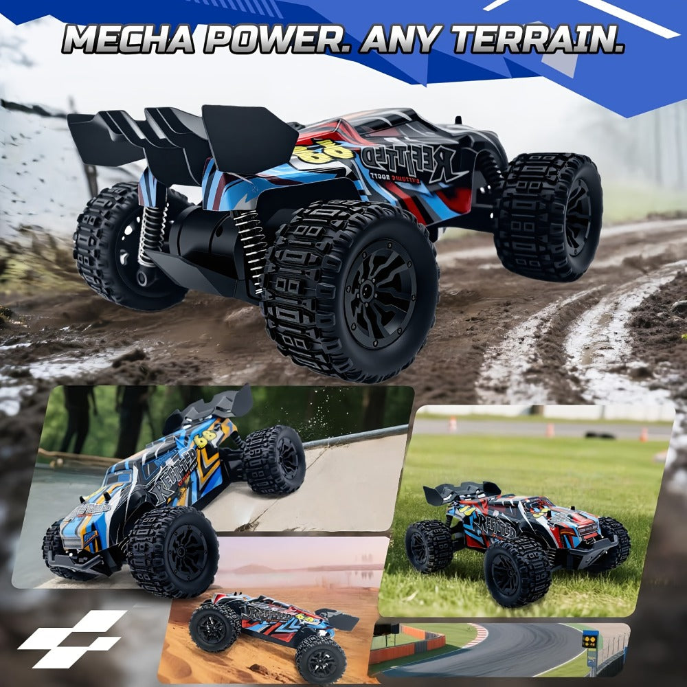 1:18 Scale RC Off-Road Car 35+ KM/H 4WD – 2.4GHz High Speed All-Terrain Remote Control Truck, Hobby Grade RC Racing Crawler for Kids & Adults, Birthday Gift, Blue or Red