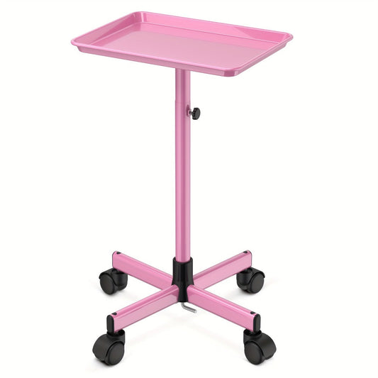 6-Color Premium Aluminum Salon Rolling Tray on Wheels — Adjustable Height Hairdresser Cart, Tattoo Tray, Spa Service Trolley for Nail Tech, Barber & Beauty Studio