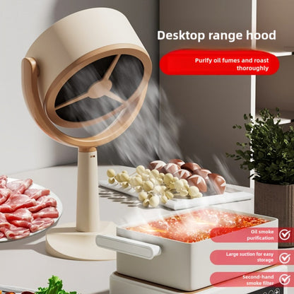Portable USB Range Hood Handheld Exhaust Fan – Compact Smoke Absorber with 2 Filter Screens for BBQ, Hotpot, Desktop & Travel, Rechargeable Cordless