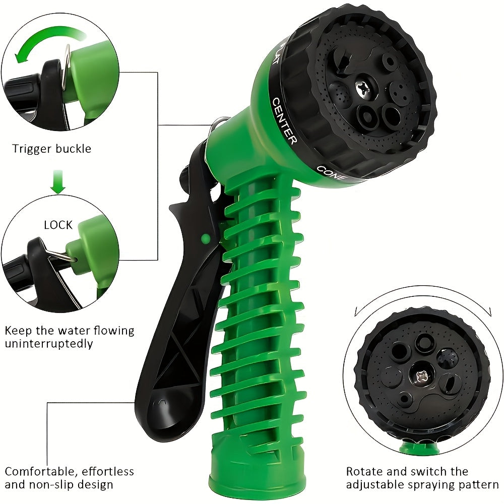 100-foot Car Wash Hose Kit - Equipped with a Car Wash Spray Nozzle Featuring 7 High-pressure Spray Modes; Lightweight and Portable, Tangle-free and Kink-resistant, with a Rust-proof Design; Suitable for Car Washing, Vehicle Cleaning and Care