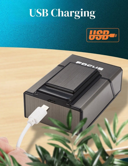 Cigarette Case with Built-in USB Rechargeable Lighter, Tungsten Filament Windproof Electric Igniter, One-Button Pop-Up, Holds 20 Cigarettes, Compatible with Soft & Hard Packs – Travel Cigarette Holder