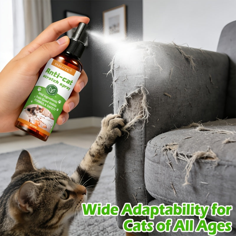Cat Scratch Deterrent Spray for Furniture - Non-Toxic Pet Safe Anti-Scratch Training Spray, Protects Sofa Couch Carpet Door Wood Surfaces, Long-Lasting No-Stain Formula, Safe for Kittens & Adult Cats