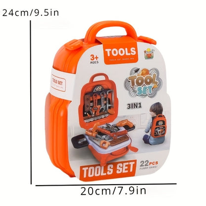 Kids Tool Backpack Set 22pcs for Boys – Pretend Play Home Repair Tool Kit with Carrying Backpack | Toddler Construction Toy with Hammer Wrench Screwdriver, Birthday & Christmas Gift for Boys Ages 3 4 5 6