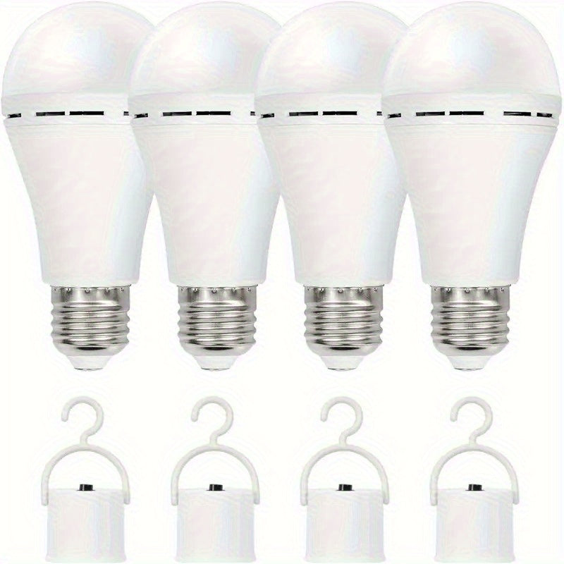 Emergency Light Bulb for Power Outages 2000mAh Rechargeable LED 6000K with Backup Battery – Auto-On Failure Detection, Hangable Emergency Lighting for Home Camping Power Failure, 4 8 12 Pack