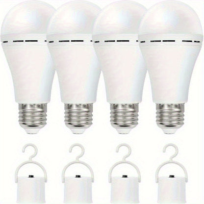 Emergency Light Bulb for Power Outages 2000mAh Rechargeable LED 6000K with Backup Battery – Auto-On Failure Detection, Hangable Emergency Lighting for Home Camping Power Failure, 4 8 12 Pack