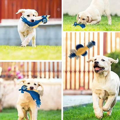 Squeaky Dog Toy Plush Parrot with Rope Interactive Chew Toy Soft Durable Stuffed Animal for Teething Puppies Small Medium Large Dogs All Breeds