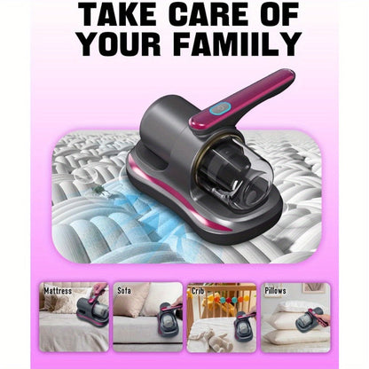 Cordless Mattress Vacuum Cleaner Handheld Bed Vacuum for Dust Mites, Allergens & Pet Hair - Portable Wireless Upholstery Vacuum for Mattress, Sofa, Carpet & Bedding, Lightweight Easy to Use, Purple