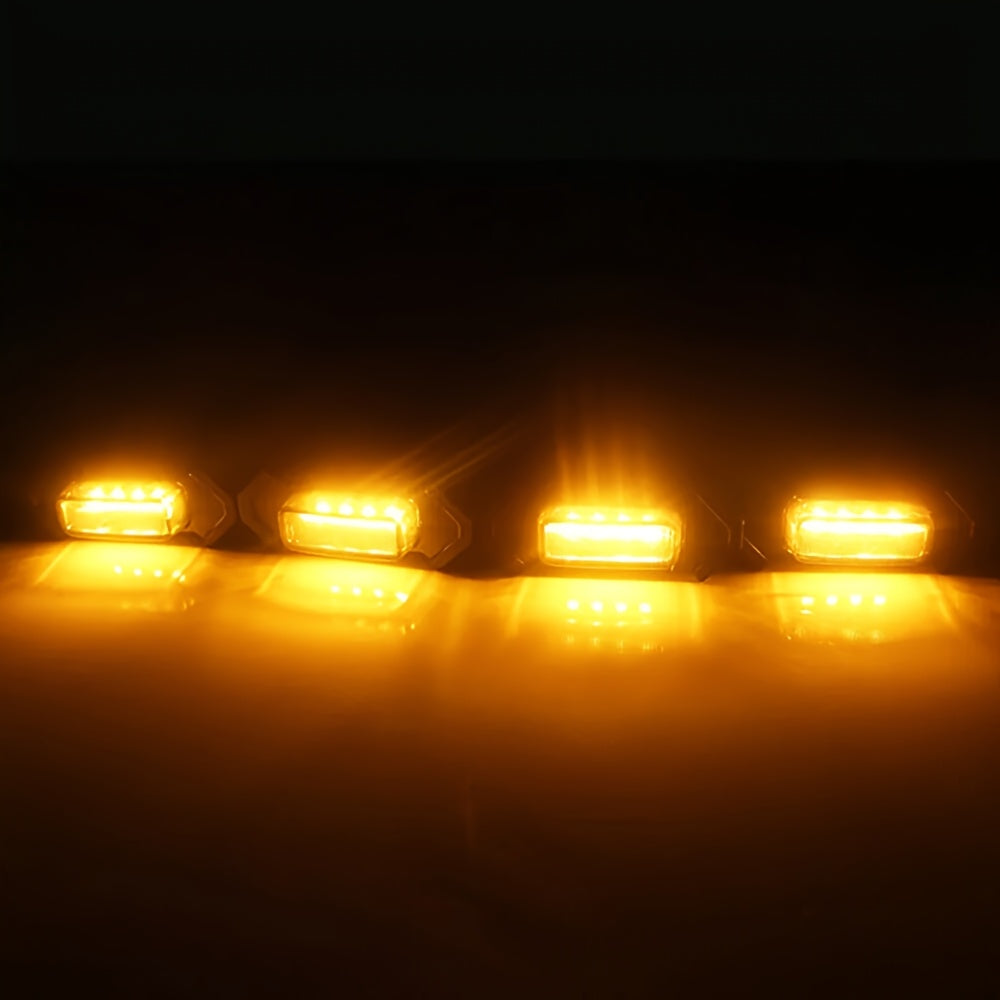 4pcs LED Amber Off-Road Vehicle Lights, LED Grille Lights Set of 4, Amber Accent Lighting Kit for Vehicle Front Grill, 12V Hardwired Automotive Decoration Lights, Universal Fit with LED Source, No Battery Required
