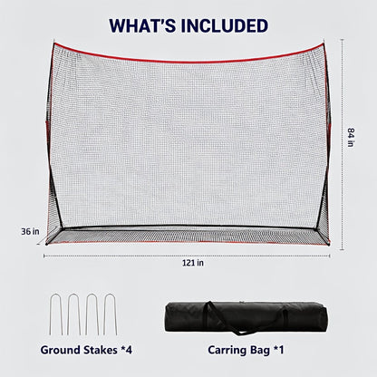 Baseball Softball Training Net 7x7ft with Arch Frame & Carry Bag - Batting & Pitching Practice for All Skill Levels, Black & Red Options