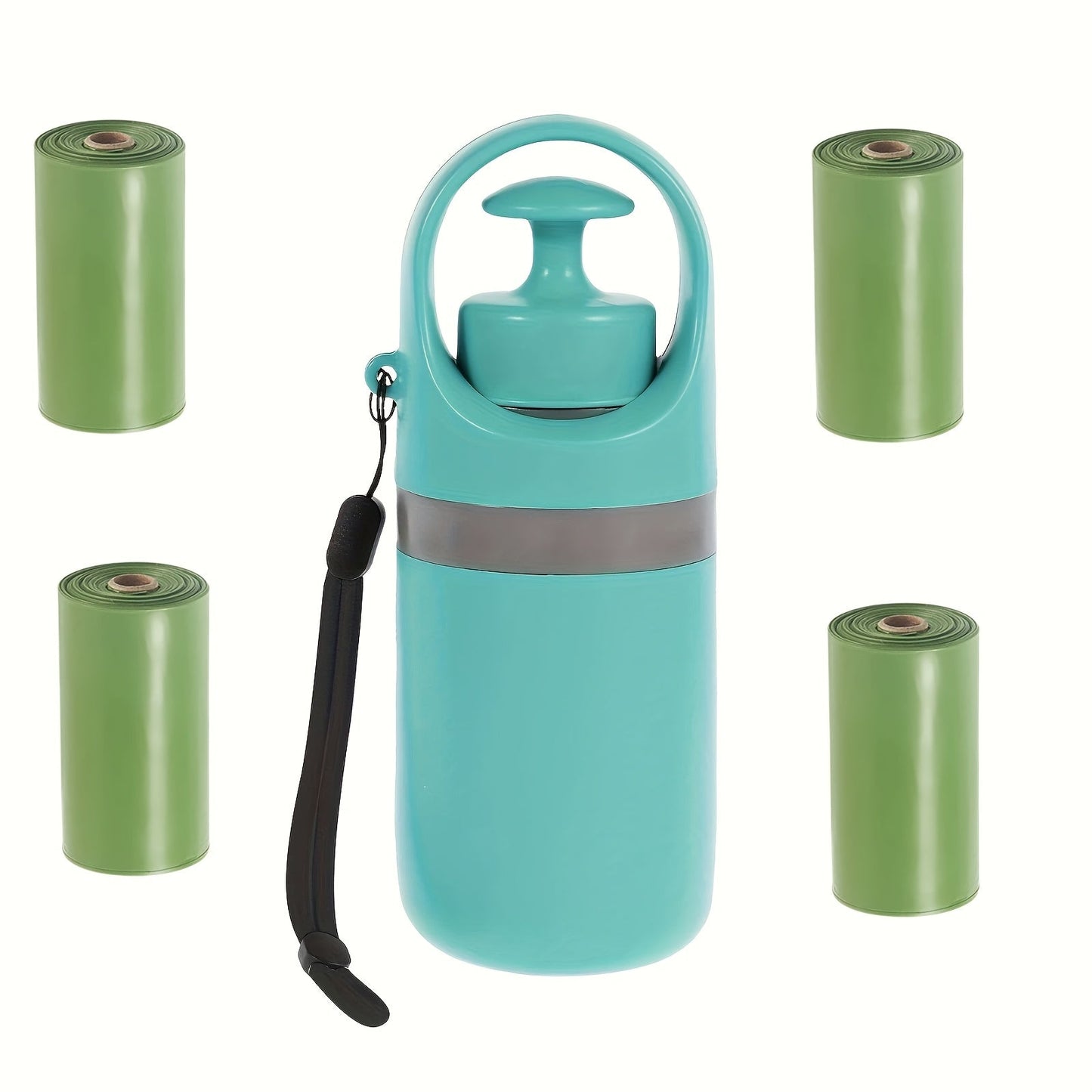 Dog Poop Scooper with Bag Dispenser – 5-Pack Portable Claw Design, Leak-Proof Waste Bags Included, Durable Plastic for Outdoor Dog Waste Pickup, Green