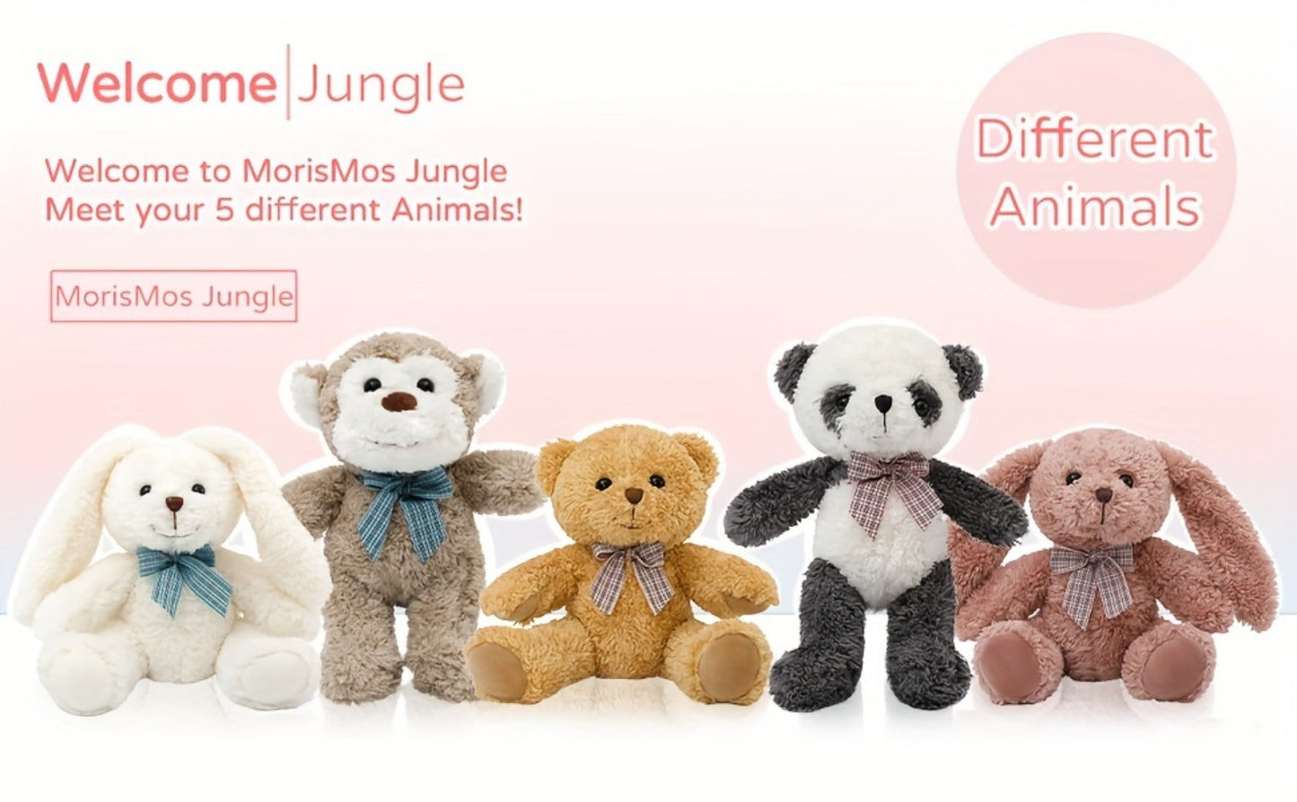 Stuffed Animals Plush Toy Set 5 Pack 12.5 Inch – Soft Teddy Bear Monkey Panda Rabbit Bundle, Birthday Christmas Valentine's Day Gift for Kids Boys & Girls by MaoGoLan