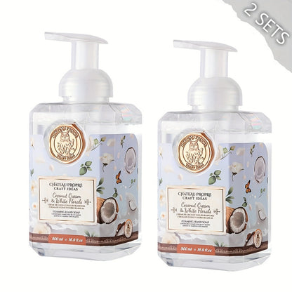 Moisturizing Foaming Hand Soap 500ml with Coconut Oil – Cruelty-Free Foam Soap for Bathroom & Kitchen | 8 Fresh Scents: Vanilla, Citrus, Guava, Coconut, Jasmine & More | 1pc or 2pcs Gift Set