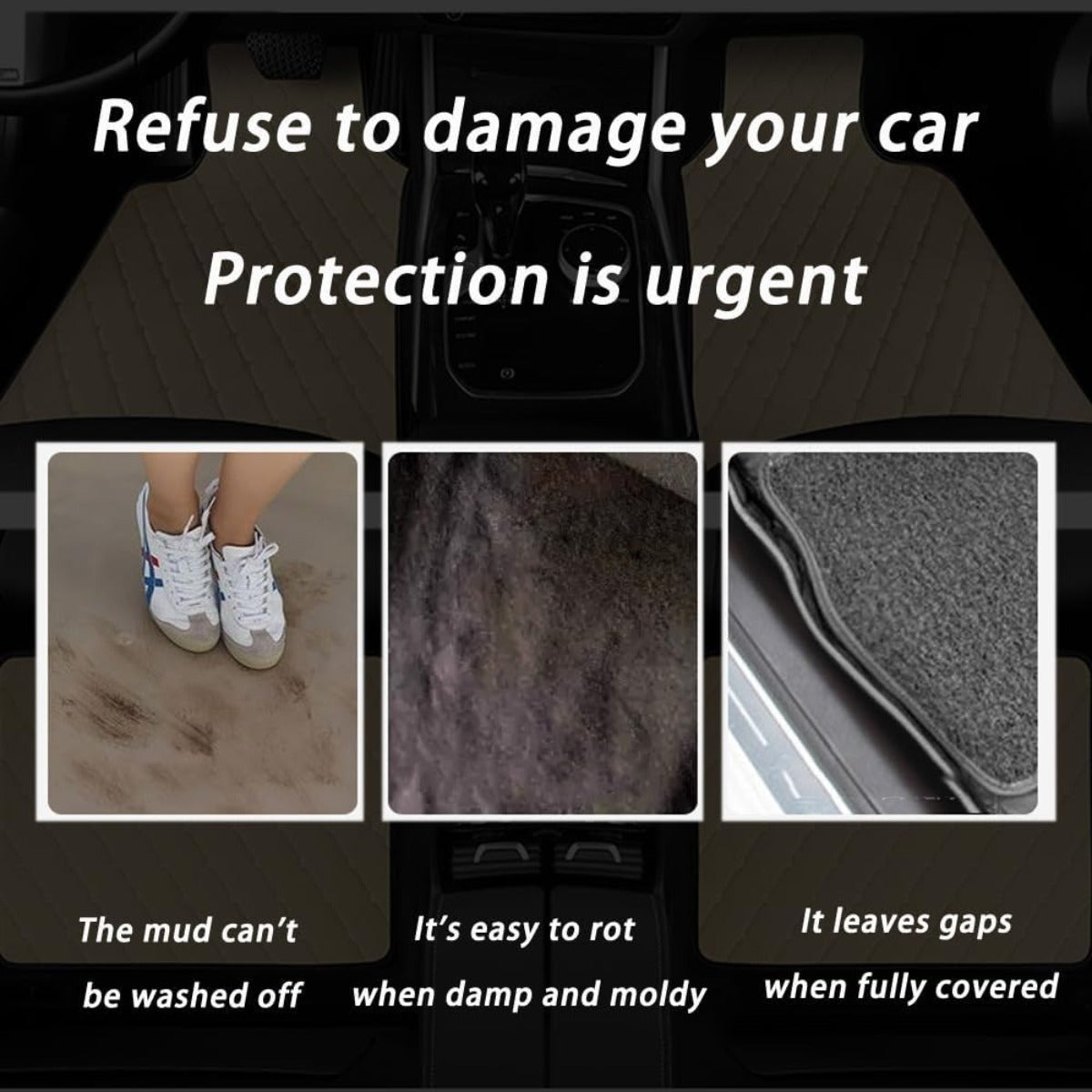 Four-piece car/Five-piece floor mat, luxury PU leather non-slip car floor mat, universal for front and rear rows, non-slip and wear-resistant, protective vehicles, suitable for most models