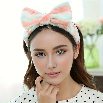 Bow Skincare Headbands for Women 6 Pack Patterned Soft Fabric Elastic Hair Bands for Makeup Spa Shower Face Washing Skincare Routine Beauty Accessory Gift Set for All Hair Types Teens Girls