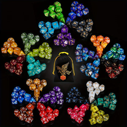 Polyhedral Dice Set 175pcs 25 Colors – 35 Two-Color & 140 Single-Color Acrylic Dice with Velvet Bag, D4 D6 D8 D10 D12 D20 for DnD Dungeons Dragons MTG Tabletop RPG Board Games Math