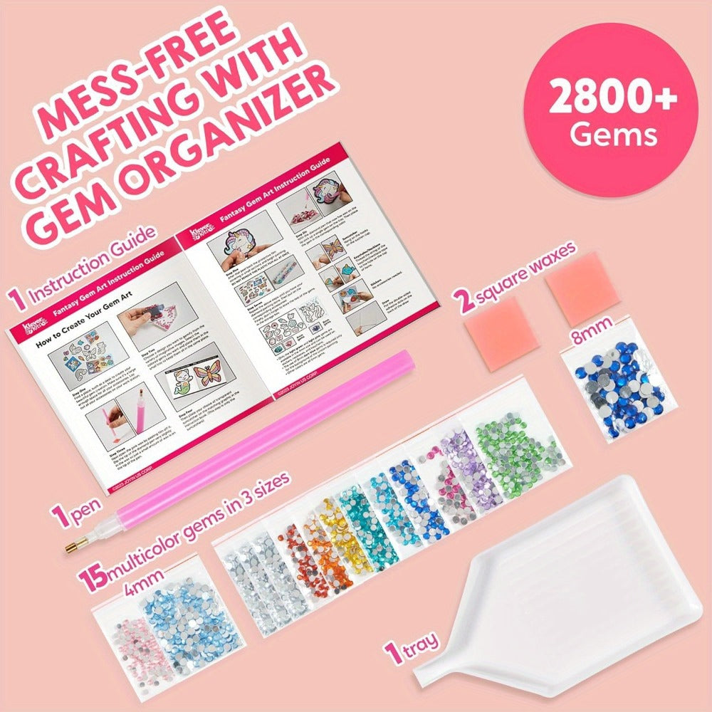 Diamond Gem Painting Kit for Girls Ages 6+ 16 Projects – 5D Gem Art Set with 2800+ Gems Unicorn Suncatchers Keychains Necklaces Stickers, All-in-One Arts Crafts Birthday Christmas Gift