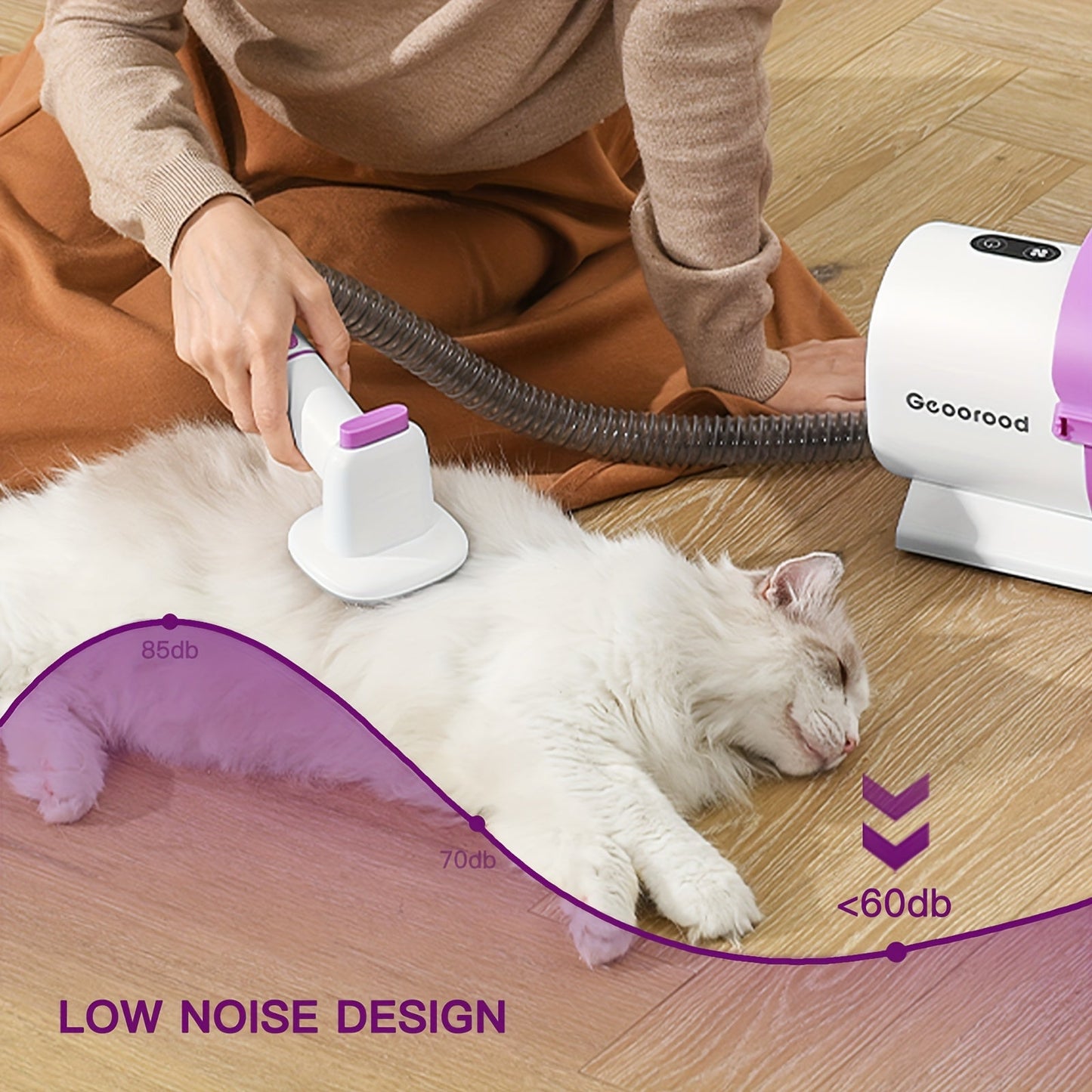 Dog Grooming Vacuum Kit 4-in-1 – Pet Hair Vacuum with Electric Clipper, Grooming Brush & Deshedding Tools, 2.5L Large Dust Cup, 10kPa Suction, Low Noise, 4 Comb Sizes (Model G2-W2)